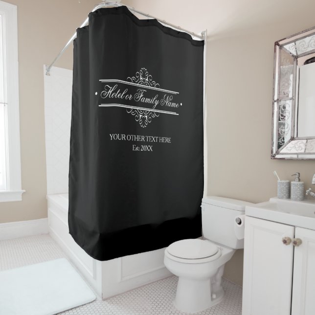 Rideaux De Douche Elégant Hôtel Personnalisé Ou Cadre Blanc Familial (En situation)