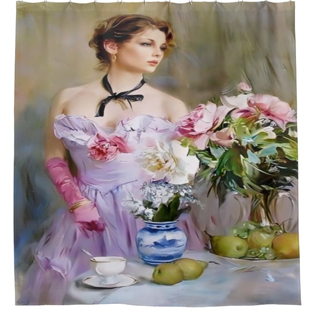 Rideaux De Douche Elegant Lady with Roses and Pears (Devant)
