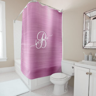 Rideaux De Douche Élégant Lavande 3 couleur Monogramme avec nom