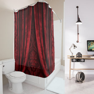 Rideaux De Douche Élégant Luxe Rouge Velours Mariage Marron