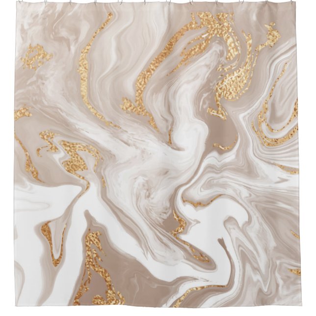 Rideaux De Douche Elégant marbre beige liquide avec parties scintill (Devant)