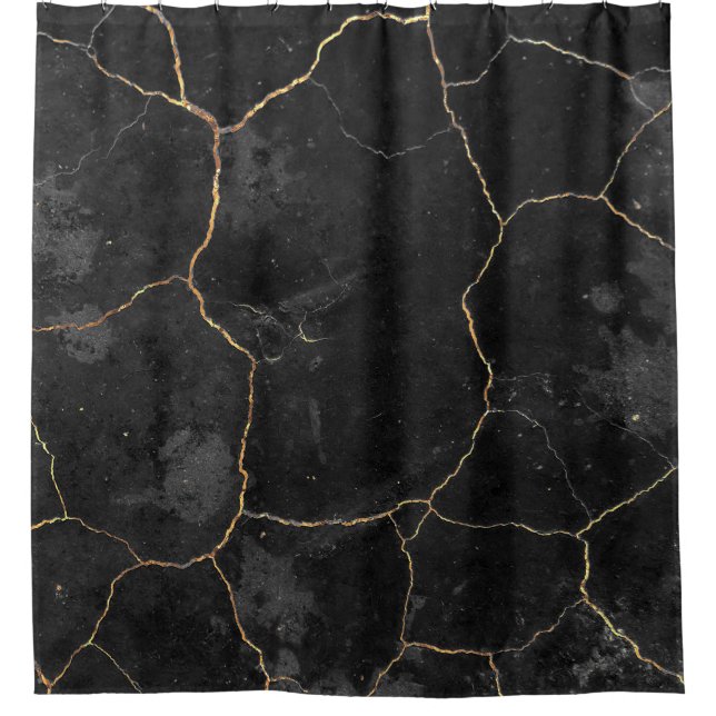 Rideaux De Douche Élégant Marbre Noir Chic (Devant)