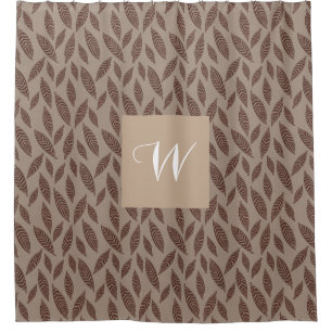 Rideaux De Douche Élégant Monogramme Brun Clair & Crème Impression d