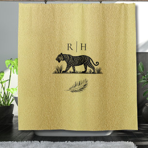 Rideaux De Douche Élégant Monogramme noir Motif or