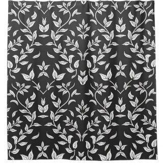 Rideaux De Douche Élégant motif floral noir et blanc
