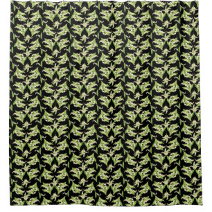 Rideaux De Douche Élégant Motif Lily-of-the-Valley sur Black