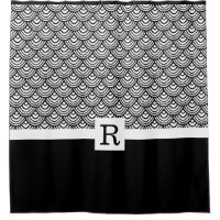 Élégant Motif noir blanc de monogramme de pétoncl