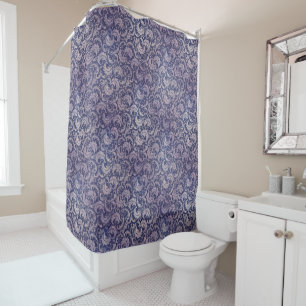 Rideaux De Douche Élégant motif Vintage pourpre damassé