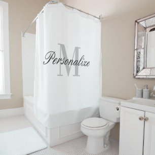 Rideaux De Douche Élégant nom personnalisé monogramme noir et blanc