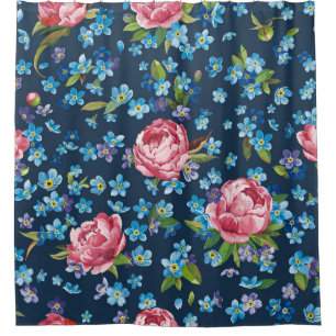 Rideaux De Douche Élégant Pink Peonies Arrière - plan rétro