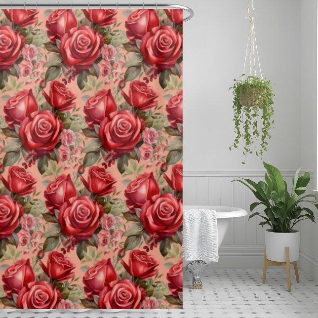 Rideaux De Douche Elegant Pink Red Roses Shower Curtain (Créateur téléchargé)
