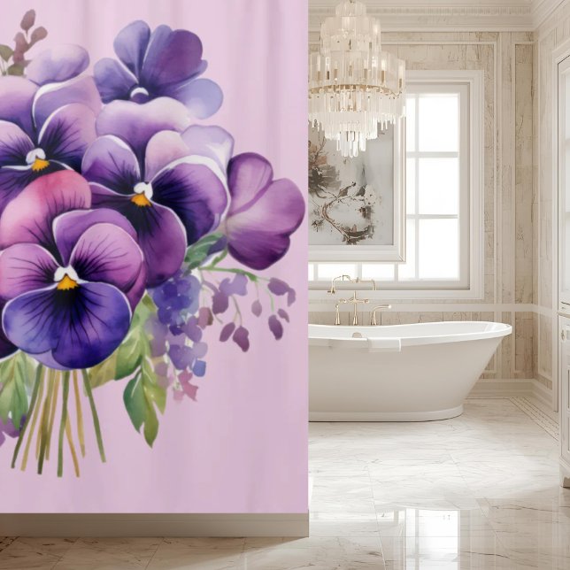 Rideaux De Douche Elegant Purple Pansy Shower Curtain (Créateur téléchargé)