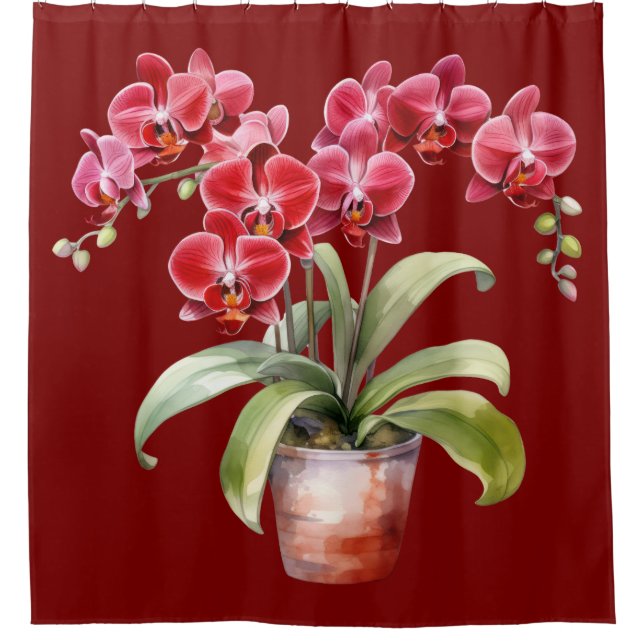 Rideaux De Douche Elegant Red Orchids Shower Curtain (Devant)