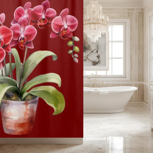 Rideaux De Douche Elegant Red Orchids Shower Curtain (Créateur téléchargé)