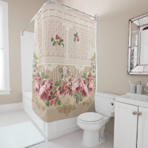 Rideaux De Douche Élégant romantique victorien rose floral