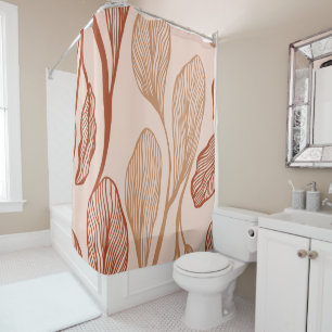 Rideaux De Douche Élégant rose Brown Feuilles Abstraits