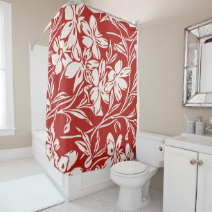 Rideaux De Douche Élégant rouge Abstrait Floral Illustration Motif