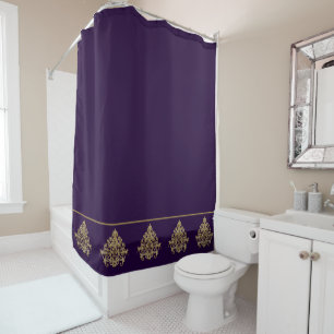 Rideaux De Douche Elégant Royal Purple avec Gold Damask