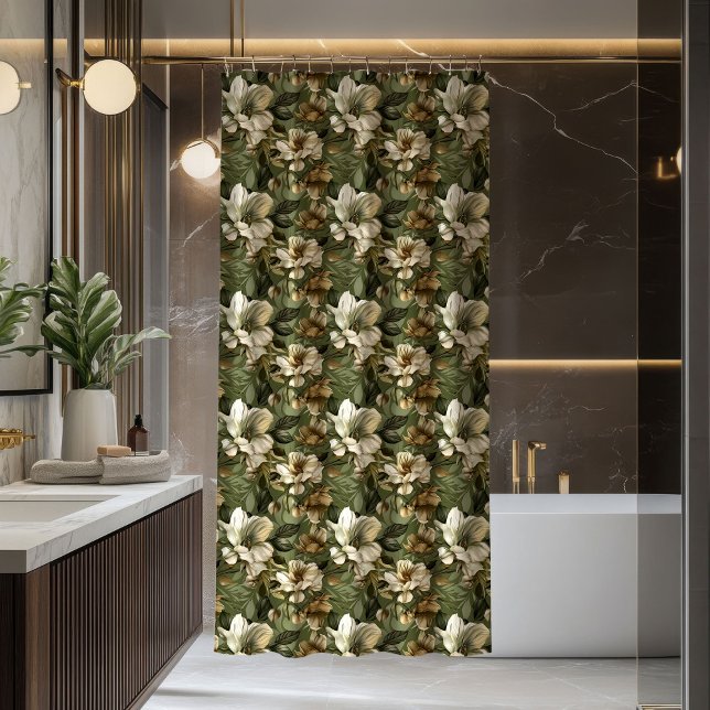 Rideaux De Douche Elegant Sage Green Shower Curtain Botanical Chic (Elegant Sage Green Shower Curtain Botanical Chic)