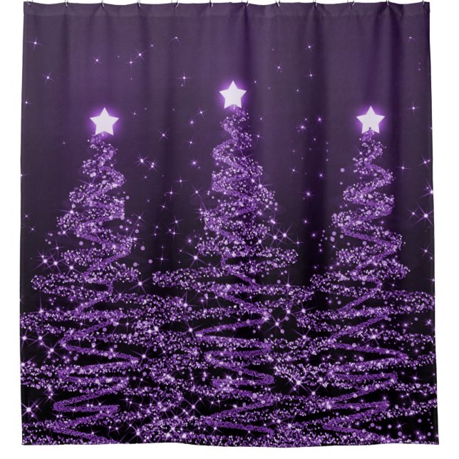 Rideaux De Douche Élégant sapin de Noël pourpre (Devant)