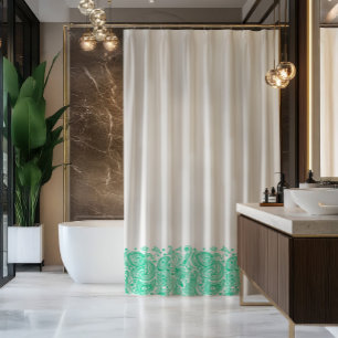 Rideaux De Douche Élégant Vert Clair Paisley Rayé Vintage