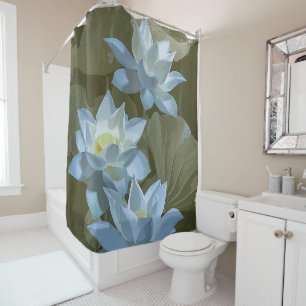 Rideaux De Douche Elegant White Lotus Acrylic Artwork  