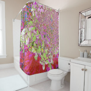Rideaux De Douche Élégante Chartreuse Vert, Rose et Bleu Hydrangée