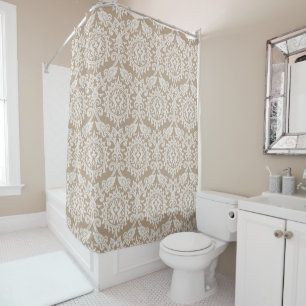 Rideaux De Douche Elégante crème Damas Beige Motif moderne