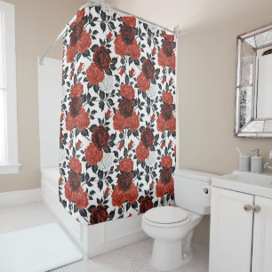 Rideaux De Douche Elégante Fleurs romantiques Vintage Motif Rose