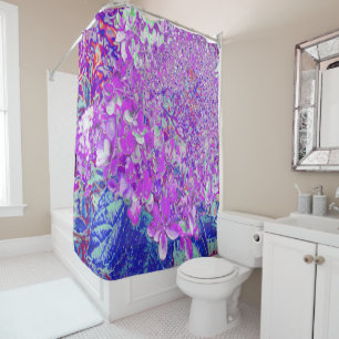 Rideaux De Douche Élégante Hydrangée violette et bleu limelight