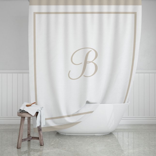 Rideaux De Douche Élégante Lettre Monogramme de script de bordure be (Créateur téléchargé)