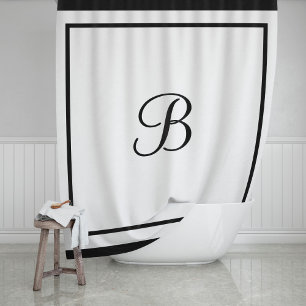 Rideaux De Douche Élégante lettre Monogramme de script de bordure no
