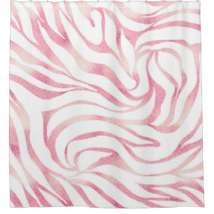 Rideaux De Douche Elégante Parties scintillant Rose or Zebra White P