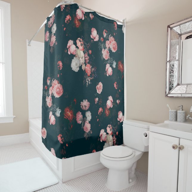 Rideaux De Douche Elégante Roses Florales Roses Roses Roses Rose (En situation)
