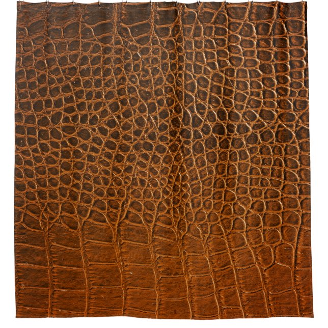 Rideaux De Douche Élégante texture en cuir de crocodile marron. (Devant)