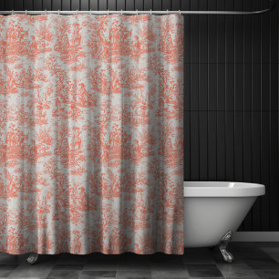 Rideaux De Douche Élégante toile de Jouy vintage orange