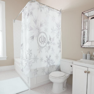 Rideaux De Douche Élégants flocons blancs d'hiver