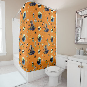 Rideaux De Douche Eléments d'Halloween sur Orange