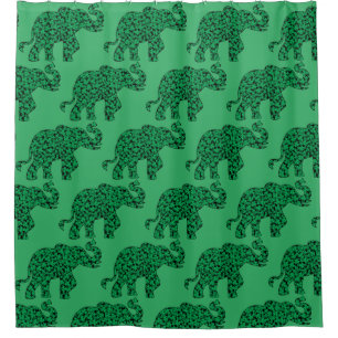 Rideaux De Douche Eléphant composé de Shamrocks