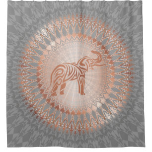 Rideaux De Douche Eléphant rose Gold Grey Mandala