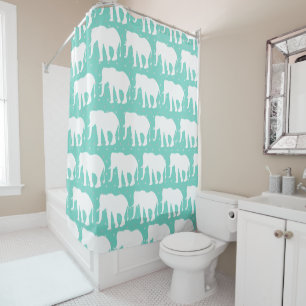 Rideaux De Douche Elephants blancs et triangles gris bohème à la mod