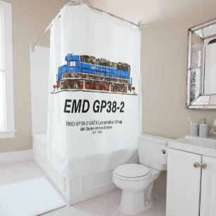Rideaux De Douche EMD GP38-2 Locomotive diesel GATX bleu et blanc
