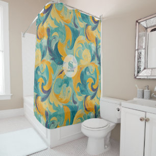 Rideaux De Douche Emerald Green et Gold Paisley Abstrait inspiré