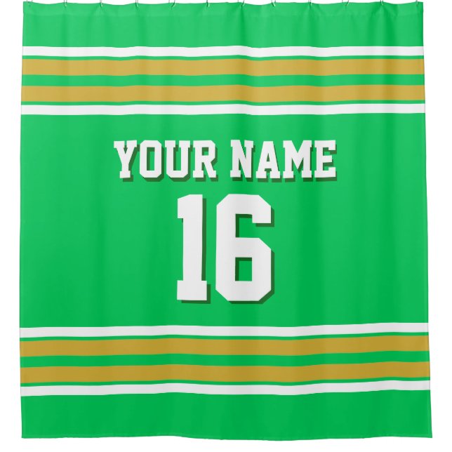 Rideaux De Douche Emerald Green Gold White Stripes Sports Jersey (Devant)