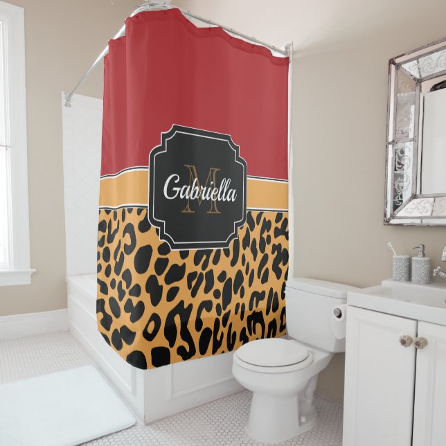 Rideaux De Douche Empreinte de léopard (En situation)