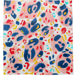 Rideaux De Douche Empreinte de léopard : aquarelle peinte à la main.