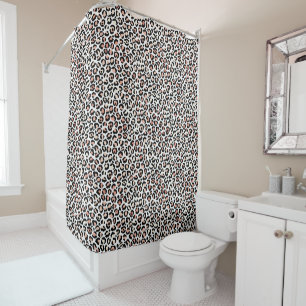 Rideaux De Douche Empreinte de léopard blanc noir rose            