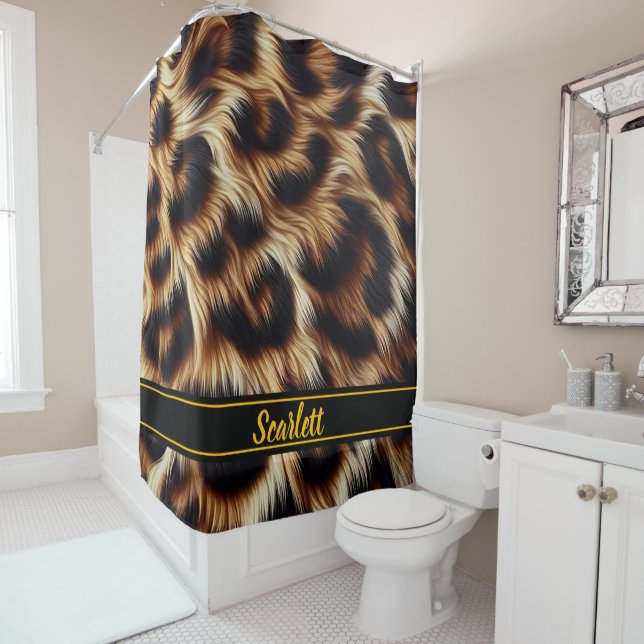 Rideaux De Douche Empreinte de léopard élégant (En situation)