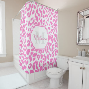 Rideaux De Douche Empreinte de léopard rose