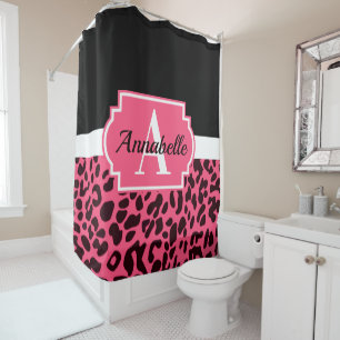 Rideaux De Douche Empreinte de léopard rose
